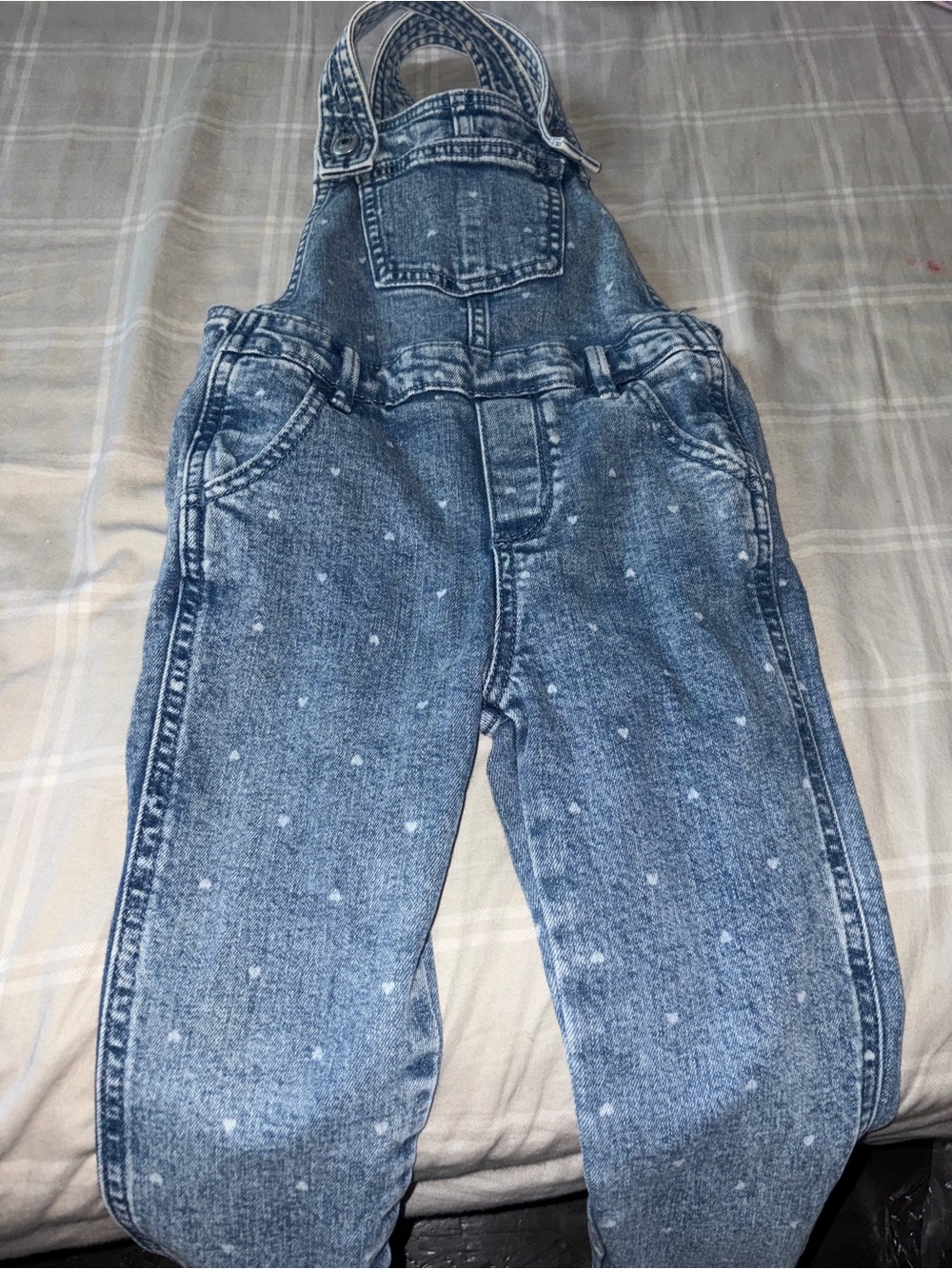 Old Navy Light Blue Denim Heart Print Overalls